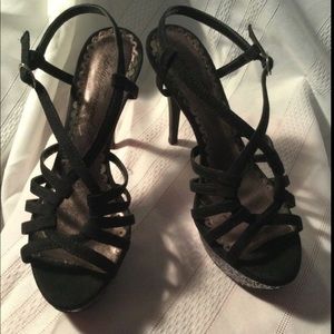 Lulu Townsend Black Strappy Stiletto Heels